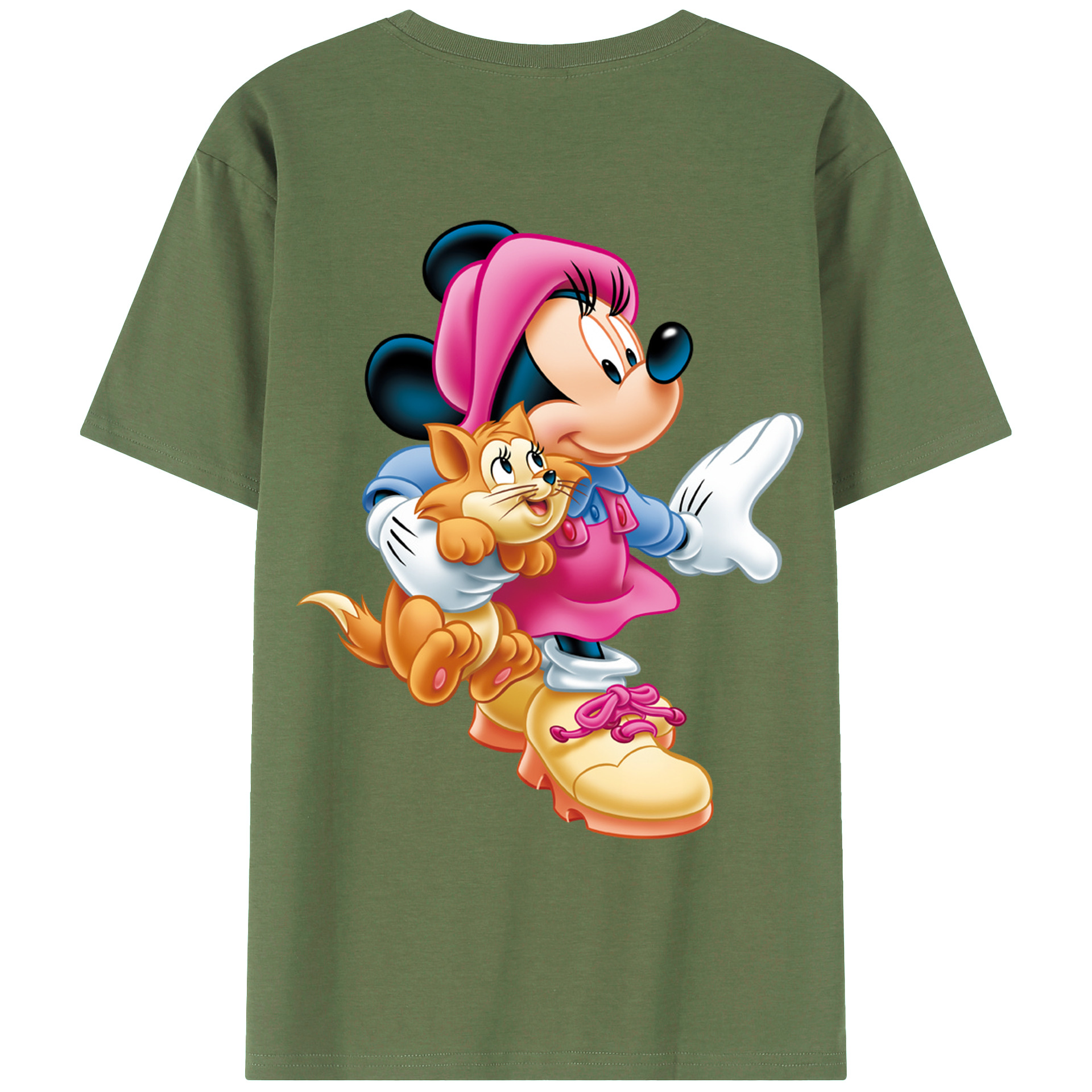 ミッキーマウス Mickey Mouse 綿100％ メンズ半袖Tシャツ（バックプリント） 通気性